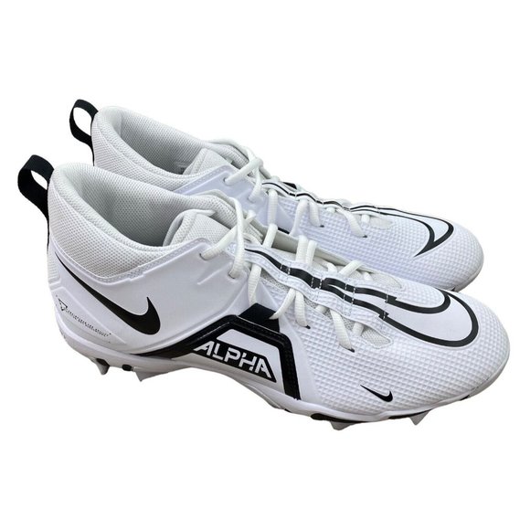 Nike Alpha‎ Menace 3 Shark Mid Football Cleats Men's 12 White CV0582-100 - New - Picture 1 of 11